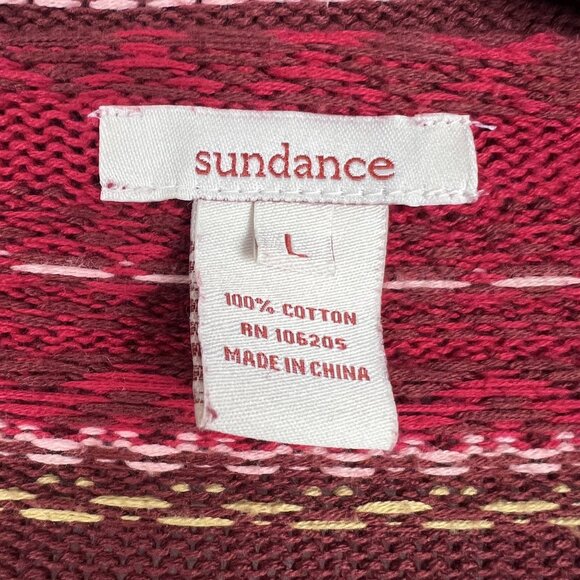 Sundance Southwestern long open waterfall cardigan sweater red cotton knit Large - Picture 8 of 9